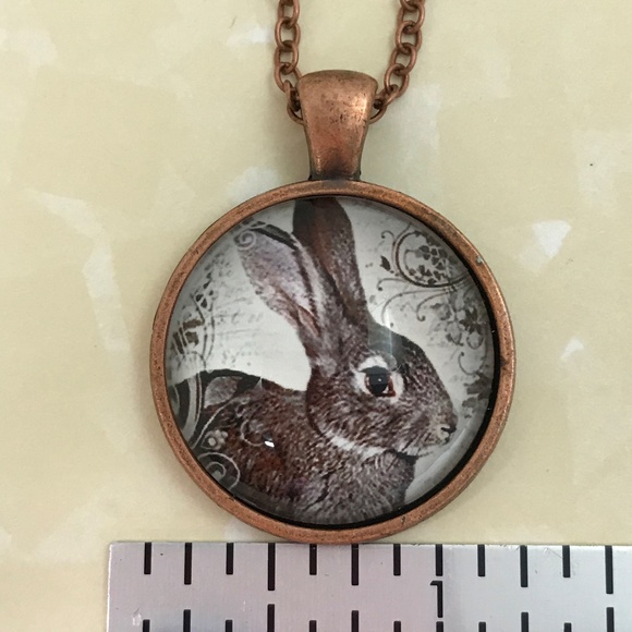 Brown Bunny Rabbit Copper Tone Pendant Necklace - Picture 3 of 5
